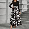 Elegant Long Sleeve Maxi Dress for Women, Floral Print High Waist A-Line Casual Party Dress, Comfortable Fit, Stylish Design