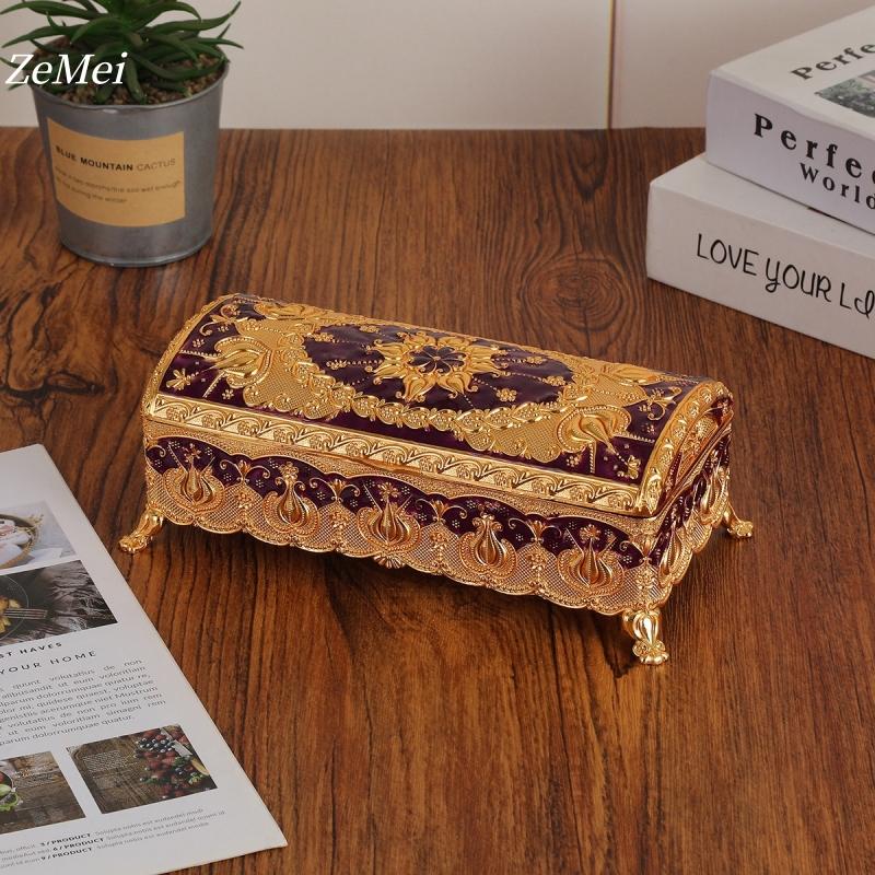 European Style Bracelet Storage Box Jewelry Organizer,Exquisite Patterns Alloy Card Ring Storage Box Dresser Display Couple Gift