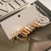 European & American Retro Pearl Geometric Metal Earring Set - 6 Piece Women's Collection