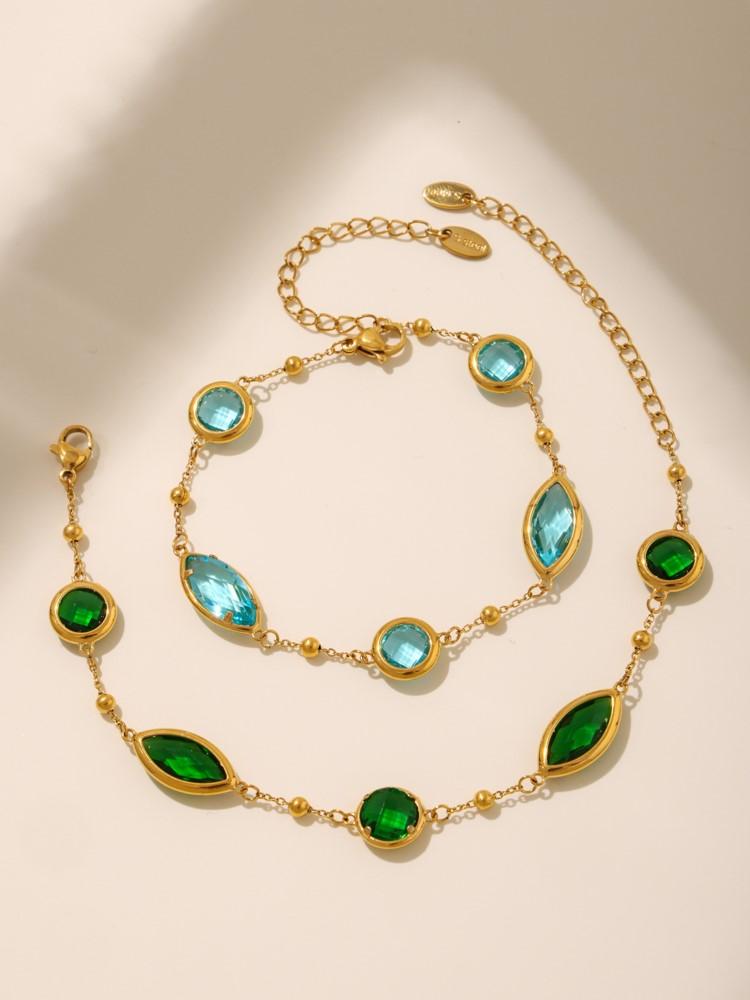 Stainless Steel Chain Bracelet With Shiny Fusiformis And Round Faceted Czech Crystal Glass For Women Luxury Women's Bracelets