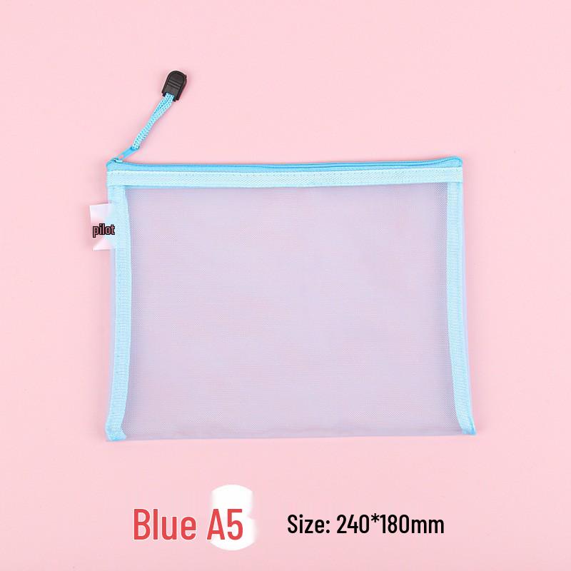 Large Capacity Transparent Nylon Mesh Document Bag - A4 Student and Office Zipper Storage Bag