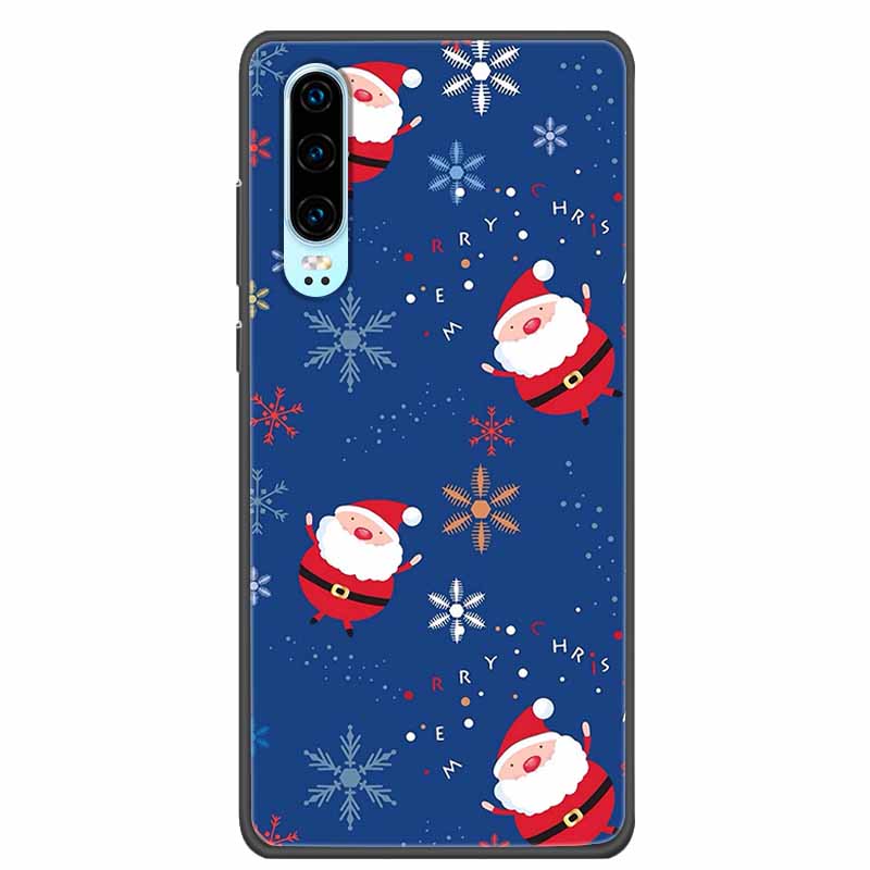 Christmas Phone Cases For Huawei P30 Pro P30 lite Case Black Silicone TPU Soft Cover For Huawei P30 Pro Santa Claus Bumper Funda