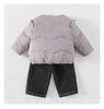 Korean Girls' Lightweight Feather Jacket & Long Sleeve Base Layer with Long Pants - Autumn/Winter Toddler Three-Piece Set
