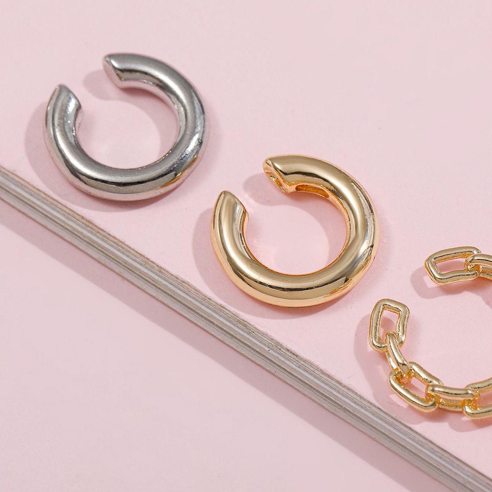 Ear Buckle Female Metal Cartilage Ear Cuff Clip Earrings Set Korean Earrings for Women Ear Clip
