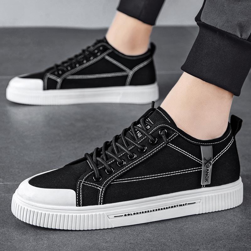 

Туфли на плоской подошве, Мужские черные спортивные туфли на толстой подошве, Шнурованные кеды для скейтбординга, Дышащие парусиновые низкие повседневные для ходьбы в школу 39