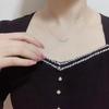 Small V toothed Edge Diamond Necklace for Women  Simple and Light Luxury Ins Trendy Silver White Necklace Design and Adjustable Women