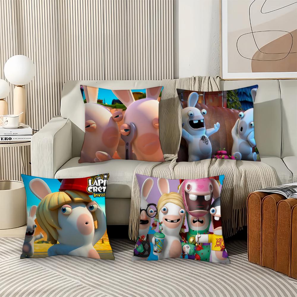 Funny Cartoon Lapins Cretins Pillow Case Office Cushions Suitable For Sofa Car Bedroom Decorative Cushion Cover