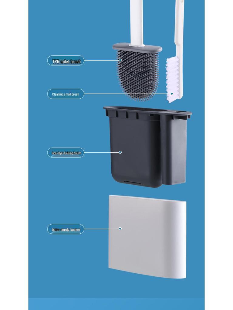 Silicone Toilet Brush Set - No Dead Angle, Wall-Mounted Bathroom Cleaning Tool