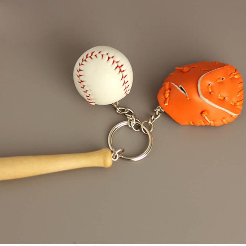 12pcs/lot Alloy Key Chains Baseball Bat Ball Mitt Sports Multiple Color Casual Sporty Style Men Women Teenager KeyRing KeyChain