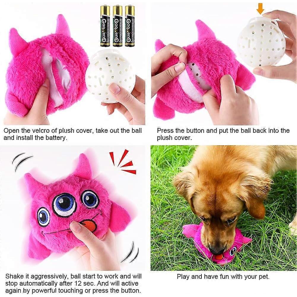 SCSYV Interaktives Hundespielzeug Hüpfendes Kicherball Geräusch Monster Plüsch Welpen Spielzeug Quietschen Vibration Vibration Automatisch Mobil GST Hundesicher Elektronisch Elect