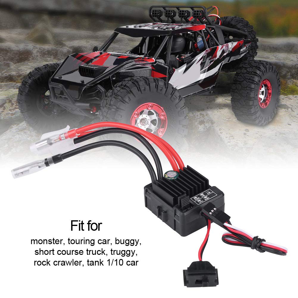 Waterproof Brushed 1060 60A ESC, Waterproof and Dustproof for 110 Scale Monster Touring RC CarsBuggys and Truggys, Three Operation Modes: Forward,