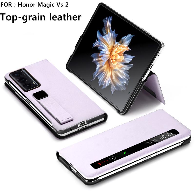LANGSIDI Flip Phone Case for Honor Magic V2 VS2 V3 VS3 VS with fundas Wriststrap bracket Stand Leather Cover