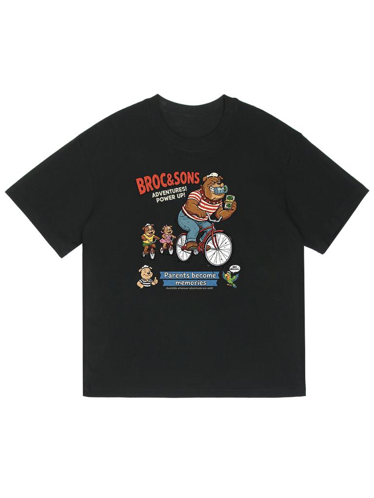 Seibeueodog Broc&Sons Bicycle Half-Sleeve T-Shirt (Kids & Unisex Size ~5Xl) (B Type)