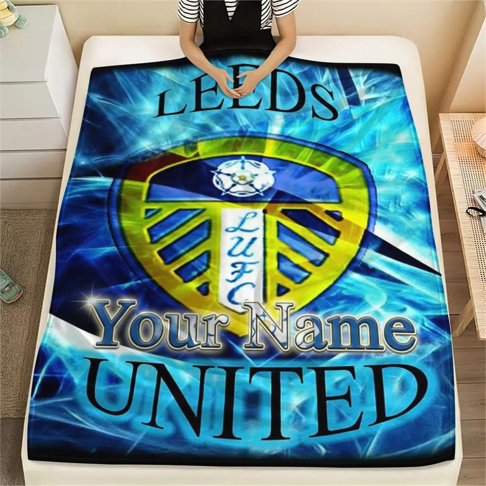 1PC Leeds Crest Custom Name Patterned Flannel Blanket Suitable For All Seasons For Home Decor Warmth And Comfort Gifts Holiday Present