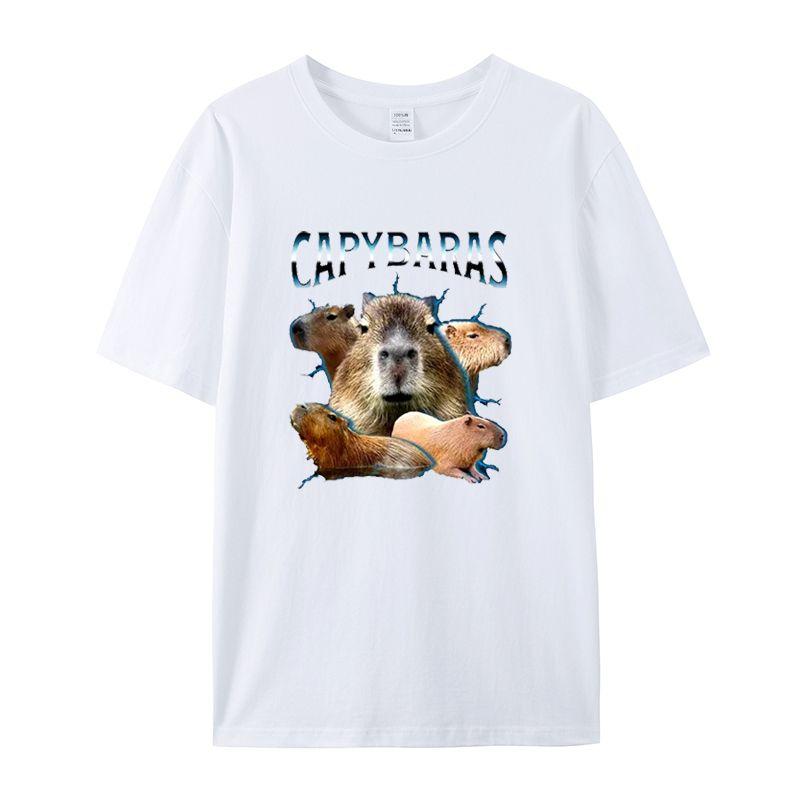 Fun Hamster Printed Men's T-Shirt Summer Vintage Kawaii Men's Women's Surfing Beach T-Shirt Unisex Breathable Casual Top