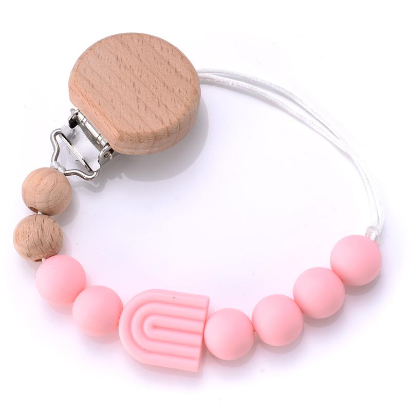 Baby Pacifier Clips Silicone Beads Wooden Crochet Ball Teething Ring Chain Nipple Clamp Dummy Holder Clip Chew Accessories