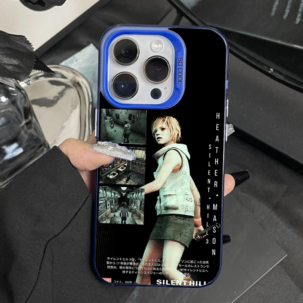 S-Silent Horror Hill Game Phone Case For iPhone 16,15,14,13,12,11,Pro,Max,Plus,Mini,XS,SE Anti Fall Blue Matte Hard Bumper