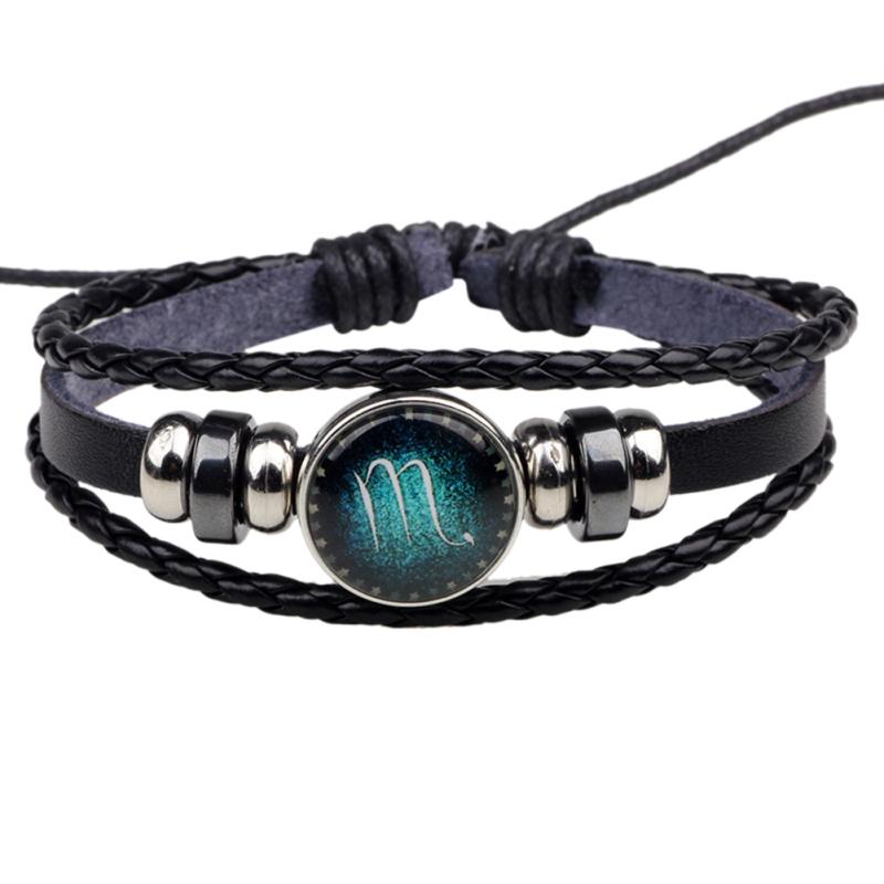 RUI RUI YU Men Women Xmas Gift 12 Constellation Bracelet Braided Leather Bracelets Bangles