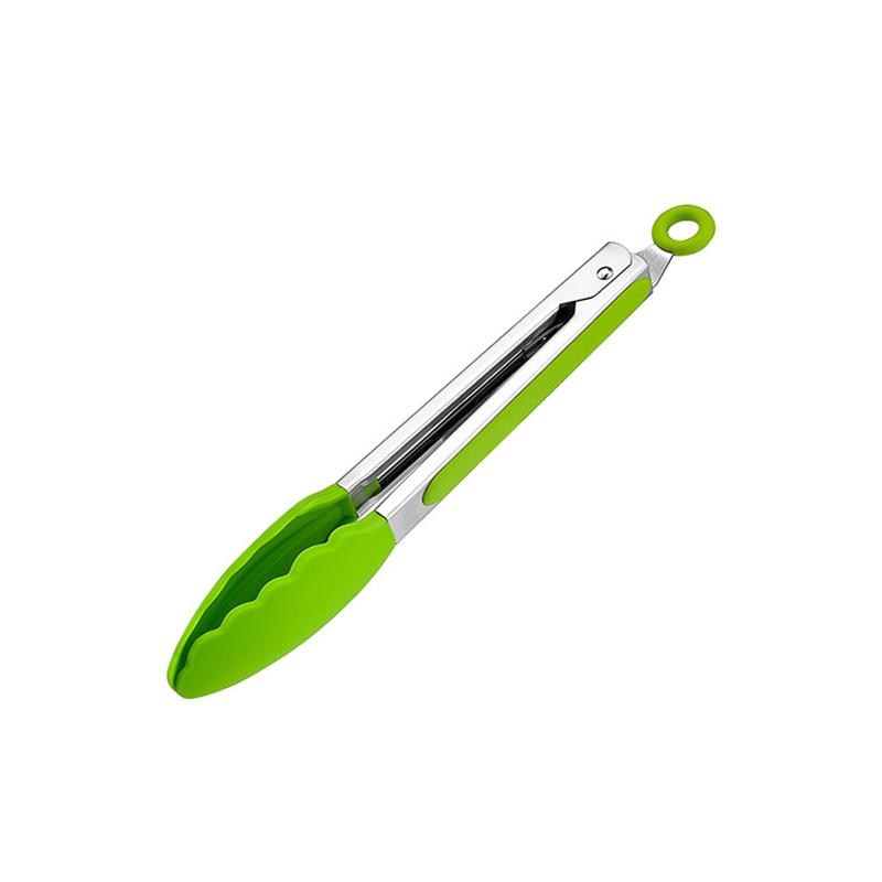 9/12Inch Silicone Food Tongs Nonslip Cooking Clip Salad Serving Kitchen Tong Stainless Steel Grill Tongs Heat Resistant BBQ Tool