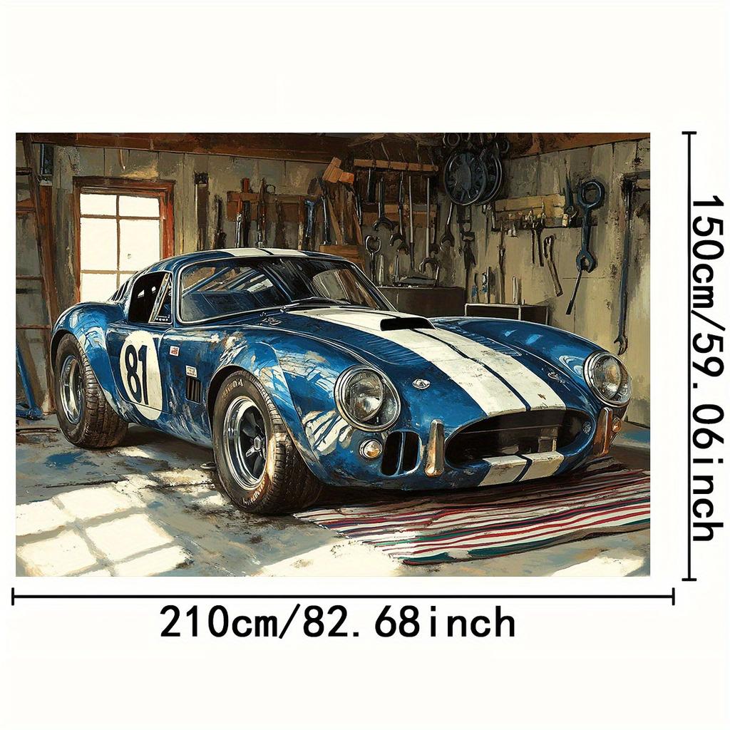 2D plane, 1 piece of 2D plane retro garage racing theme background, suitable for photography, events and parties