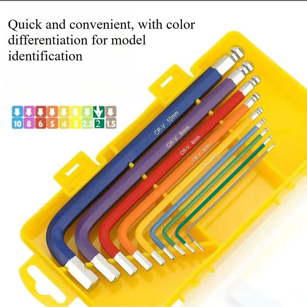 9Pcs Bicycle Hex Key Set Colorful Hexagon Spanner Flat Ball Opening Wrench MTB Road Bike Repair Tool Kit