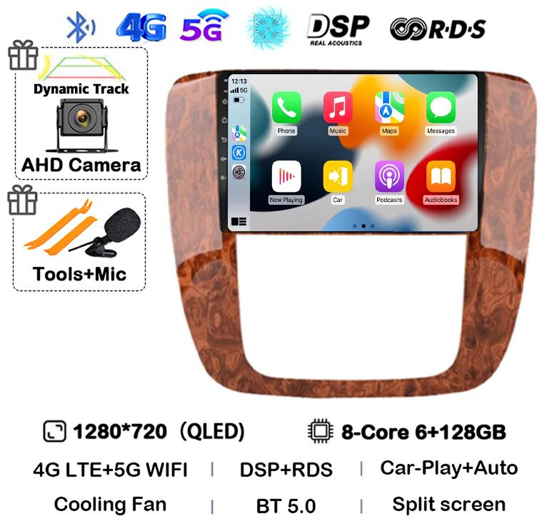 Android 14 Carplay Auto WIFI+4G For GMC Yukon Chevrolet Tahoe Suburban 2007-2012 GPS Car Radio Multimedia Video Player Stereo