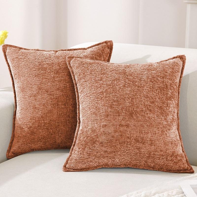 Large Size Thickened Chenille Throw Pillow Cover Removable Washable Solid Color Sofa Square Waist Cushion Case Home Decoration