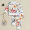 Toddler Girls Fall Outfits Floral Print Long Sleeve Sweatshirt and Elastic Sweatpants Set Baby Cute 2 Piece Clothes