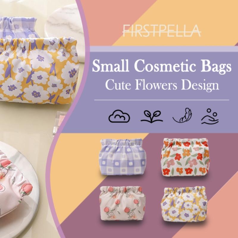 

4шт Маленькие косметички Милые цветы Дорожные косметички для женщин Мини-сумка-органайзер для кошелька Портативные сумки Водонепроницаемые косметички для хранения ювелирных изделий жёлтый