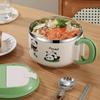 Portable 1000ML Instant Noodle Bowl Cartoon with Handle Rice Soup Bowl Large Capacity with Lid Fast Food Cup School