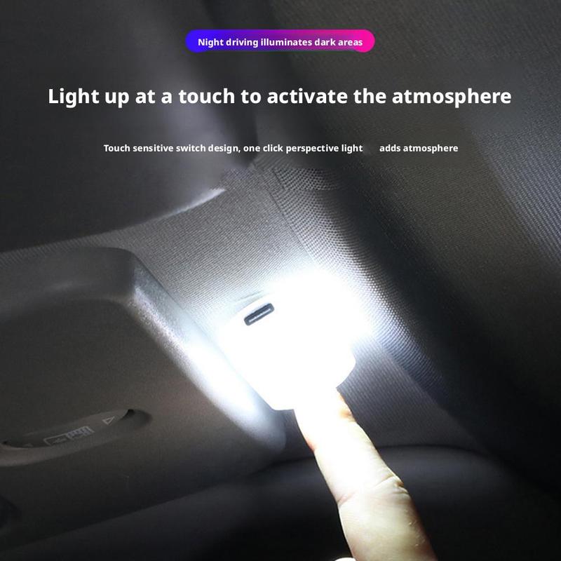 Mini Car LED Light USB Charging Interior Lamp For Armrest Box Touch Magnetic Reading Lamp Foot Light Car Roof Light Read Li E4I4