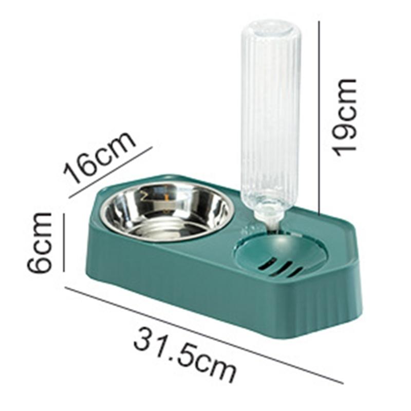Elevated for Cat Bowl Raised Food Bowls Dish Set with No-Spill Food Water Dispenser Anti-Split