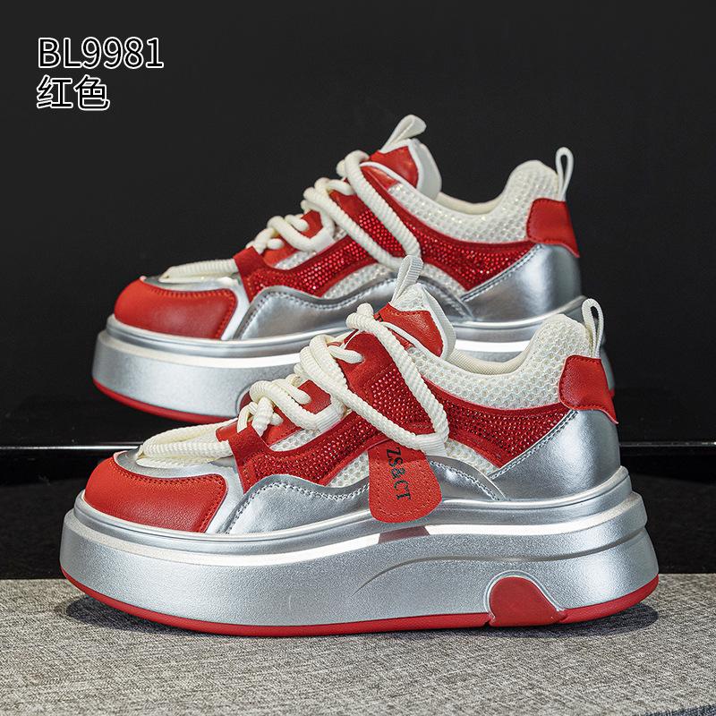 

Модная 6,5 см Весенняя Повседневная Обувь Мужская Женская Натуральная Кожа Белый Цветовой Блок Увеличенная Поддержка Свода Стопы Кроссовки Идеально Подходят Для Спорта И 40 красный