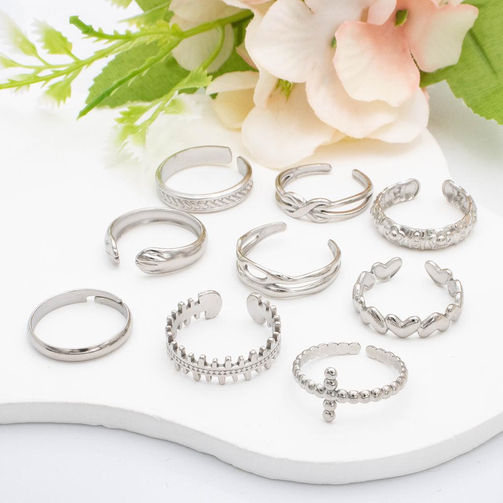 Fashion Stainless Steel Stainless Steel Rings for Women Adjustable Sliver Color Open Rings Female Jewelry Weddings Gifts