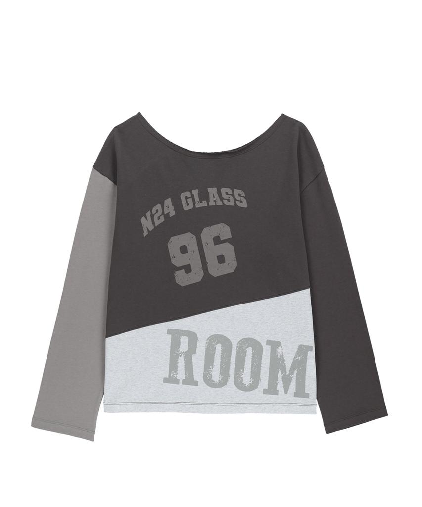 Saendeulig One Shoulder Color Block T-Shirt_Brown