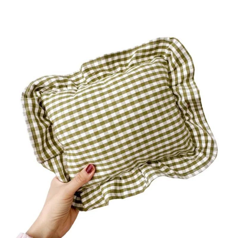 Kissen für Säuglinge im nordischen Stil (28x34cm) - Sommer Baby Beruhigungskissen Kleines Quadrat Ruhe- & Nickerchenkissen Aus Weicher Gewaschener Baumwolle