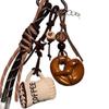 Brown Lye Bread Pendant Keychain with Coffee Doll Climbing Rope - Autumn/Winter Decorative Bag Charm