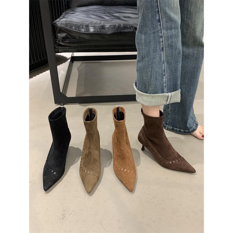Pointed short boots women's autumn and winter women's boots thin heel boots short boots high heels Martin boots thin boots