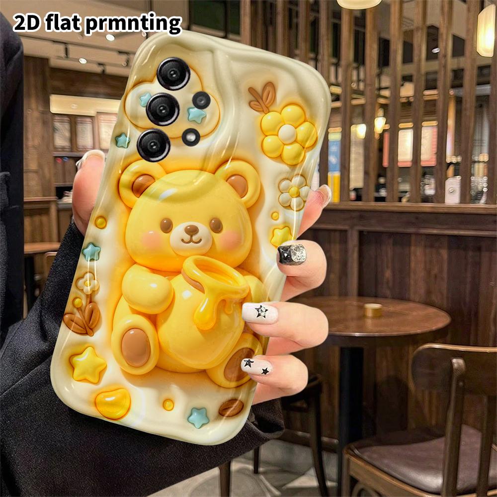 Phone Case: 2D flat, suitable for Samsung Galaxy A34 A35 M05 M06 S20 S22 S21 FE Plus 5G protective cases, creamy yellow honey bear, perfect Christmas
