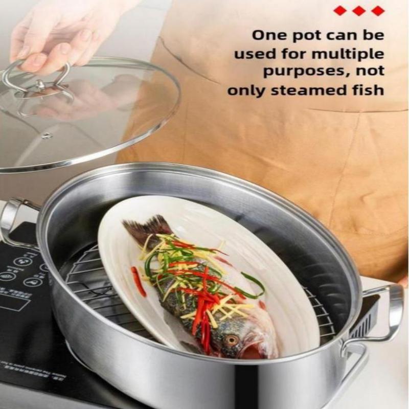 New Oval Shape 410 Stainless Steel Fish Steamer Electric And Induction Cooker Compatible For Home And Commercial Kitchens