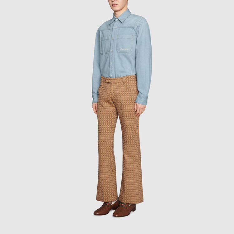 GUCCI Shirts Men's Blue Pointed Collar Moderate Denim 655703-XDBP4-4447