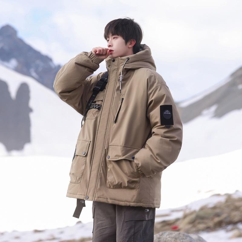 Winter New Fashion Trend Down Jacket Outdoor Windproof Model Hooded Duck Down Jacket Men