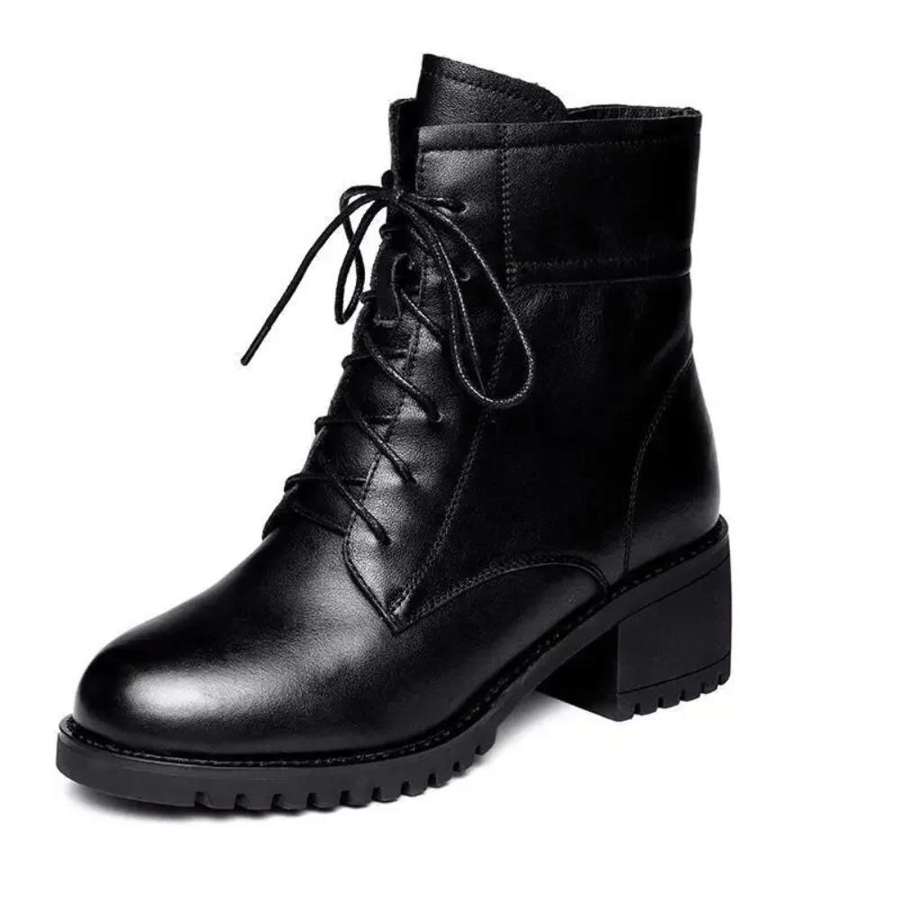 Luxury Chelsea Boots Women Leather Ladies Boots Chunky Winter Shoes Platform Ankle Boots Slip On Thick Heel