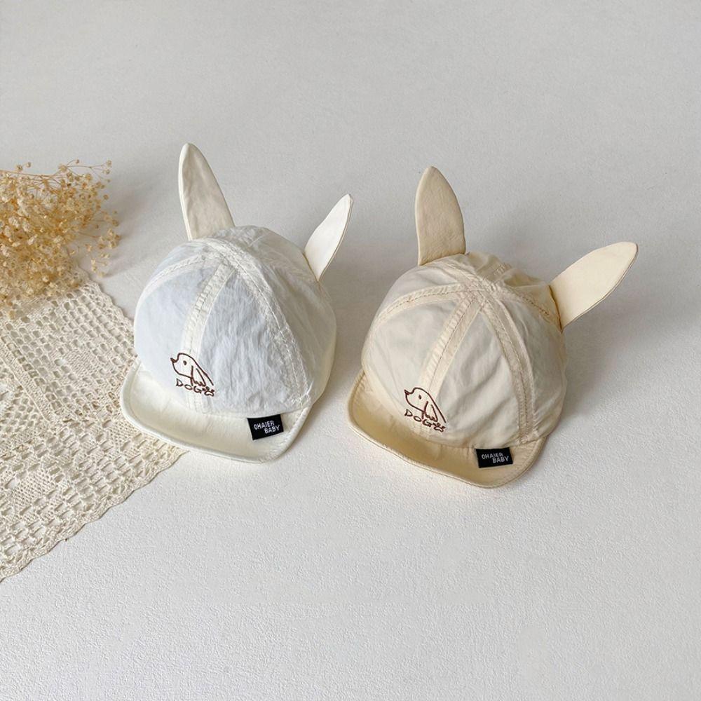 

Quick Dry Dog Ear Peaked Cap Breathable Cute Puppy Sunhat Cute Baby Baseball Cap Boys білий