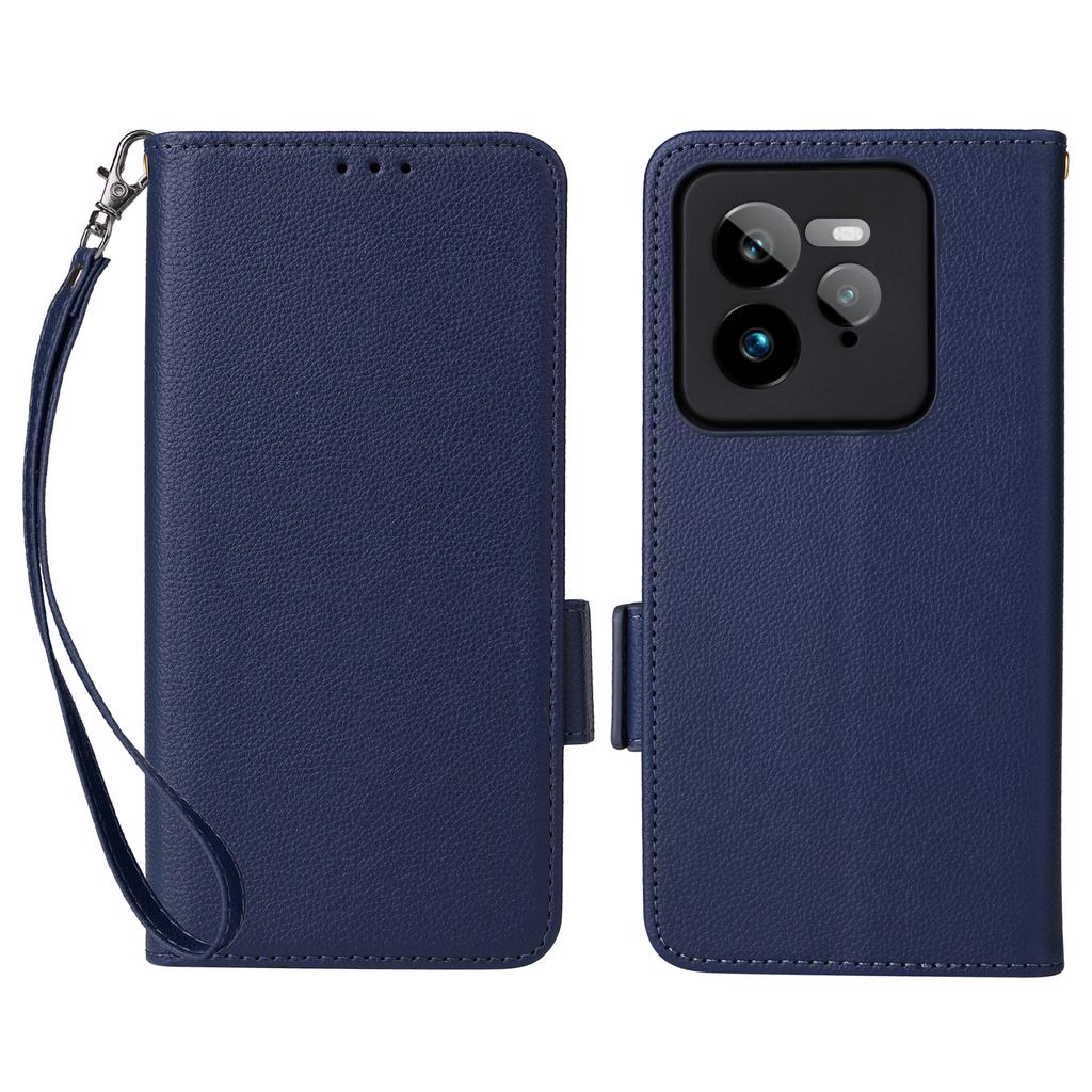 For Realme GT 7 Pro 5G Case with Wrist Strap Litchi Texture PU Leather Wallet Phone Cover