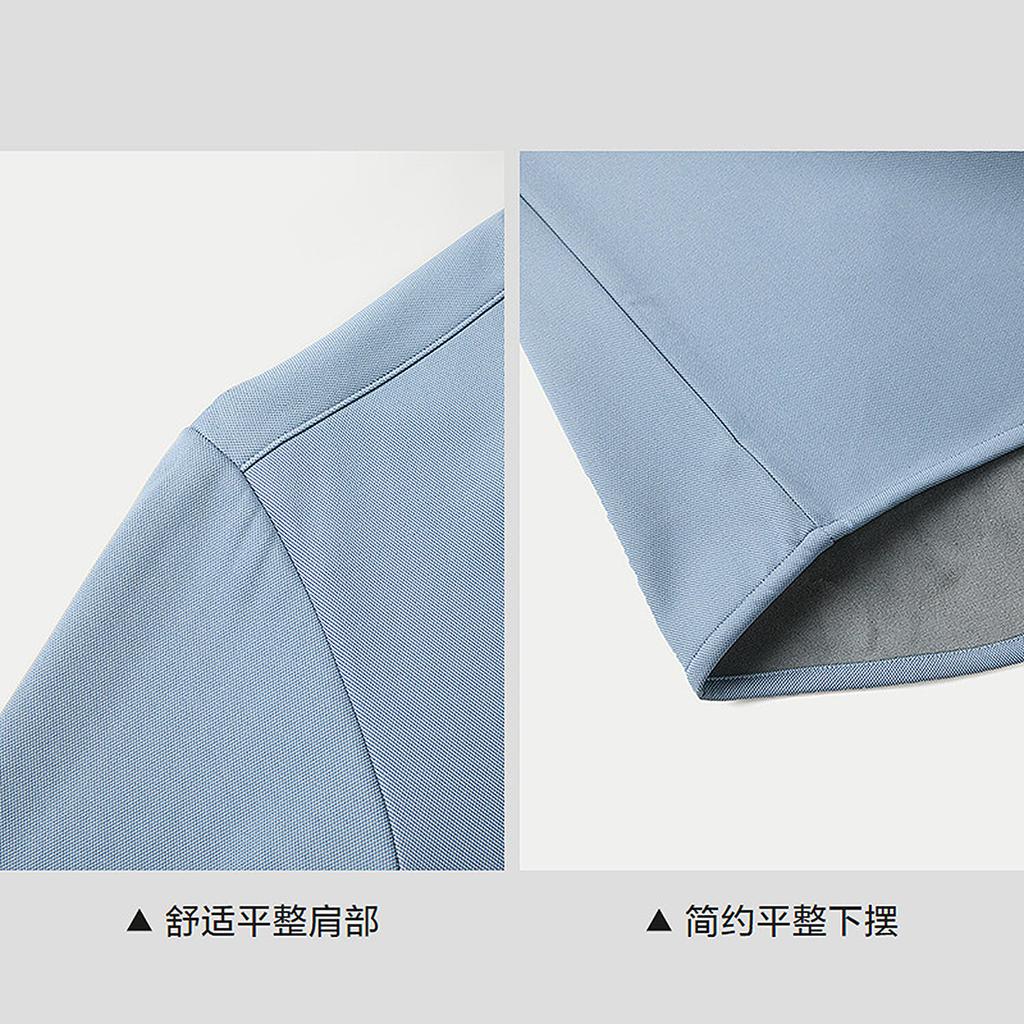 HLA Shirts Men's Blue Gray 7C Lapel Thickened Straight Fit HNEAW4F083A