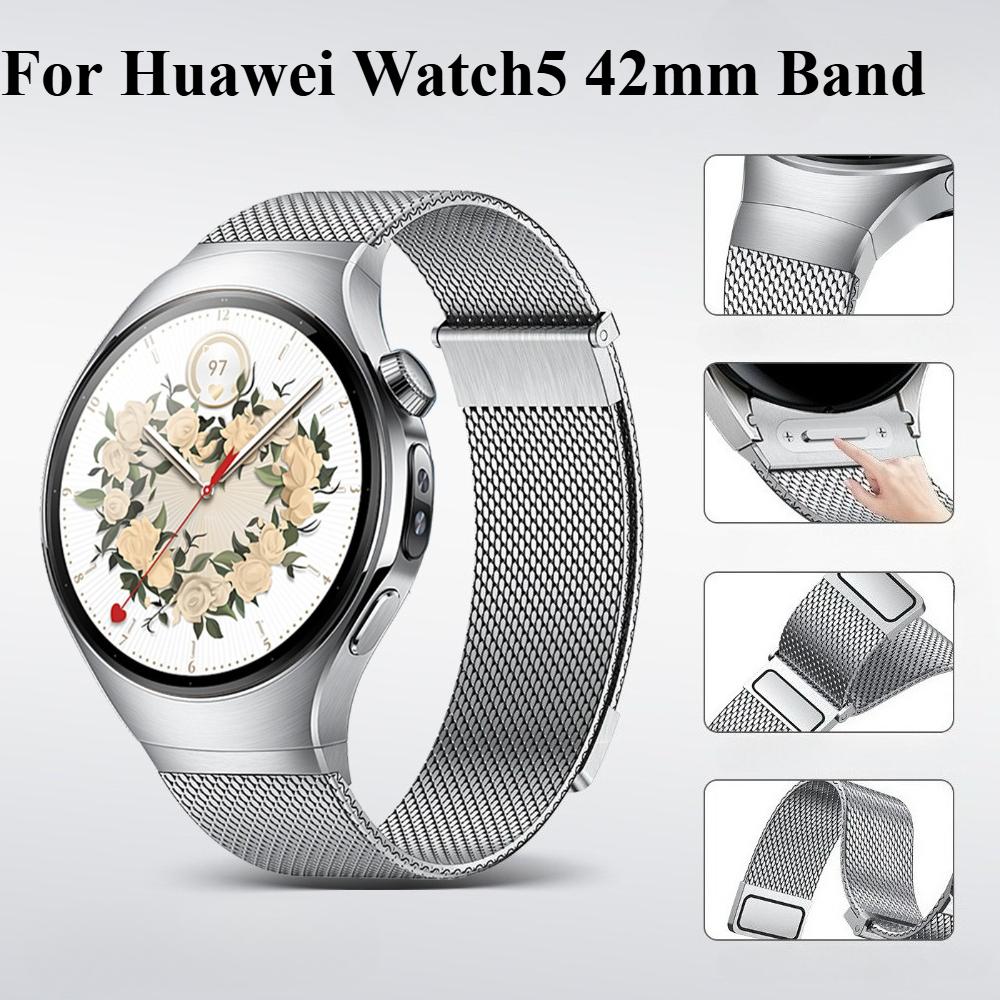 Quick Release Button Interface Luxury Stainless Steel WristbandDragon Scale Metal Watch Band for Huawei Watch 5 42mm