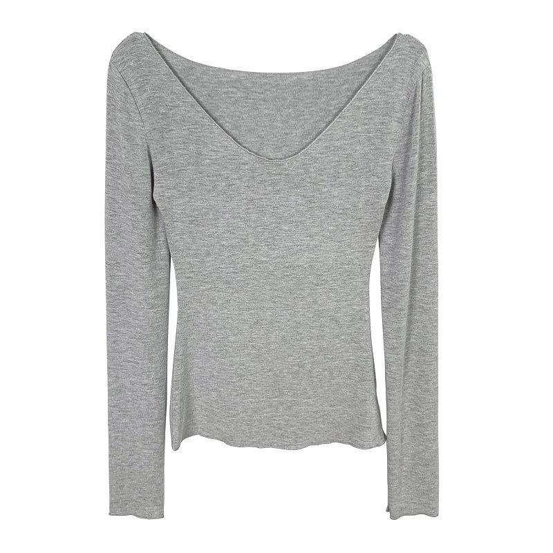 Korean Dongdaemun Sheer Slim-Fit Long Sleeve Base Layer Top for Women