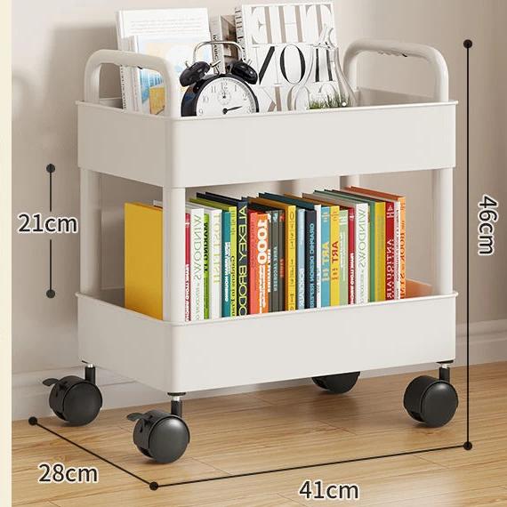 2 Tier Mobile Cart Organizer for Kitchen Bathroom Bedroom with Casters Storage Rack Trolley Home Accessories