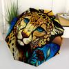 1PC Cheetah StainedGlass Automatic Folding Umbrella - Compact 8-Rib Design, Durable Plastic & Iron, Lightweight for Outdoor Daily Use, Festive Gift046